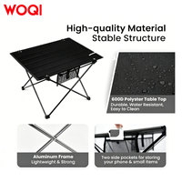 Table pliante moderne en aluminium WOQI avec poche latérale, mobilier d'extérieur portable pour le camping et les pique-niques