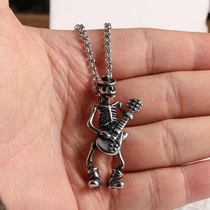 Collar con Colgante de Calavera y Guitarra para Hombre, Aleación de Zinc, Estilo Moderno para Fiestas, SP1096 - Product Image 2