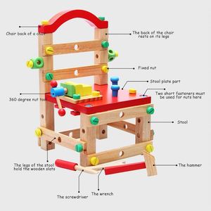 2020 Trending Hot Selling Kids Educational Multi Function Assembly Wooden Chair <b>Tools</b> <b>Toy</b> - Product Image 4