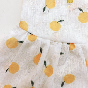Robe d'été pour filles, imprimé citron jaune, dentelle, manches courtes, coupe trapèze, respirante - Product Image 2