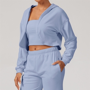 Sweat-shirt de sport en velours pour femme, automne-hiver, transfrontalier, à capuche, pour la course et le fitness, sexy, décontracté, ample et polyvalent - Product Image 3
