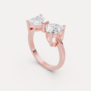 Bague de fiançailles en diamant de laboratoire en forme de cœur, or 9 carats, couleur D, diamant VVS, bijoux de mariée pour demande en mariage, disponible à la vente - Product Image 1