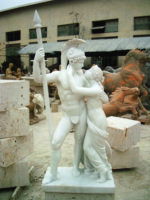 Statue sculptée à la main de style moderne, taille réelle, en marbre naturel, décorations d'extérieur, sculpture romaine d'Apollon et de Daphné en marbre blanc