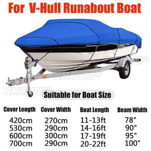 Bâche de protection robuste 210D pour bateau de 11 à 22 pieds, remorquable, pour bateau à coque en V, bateau rapide, bateau de pêche, bateau de ski nautique, imperméable, anti-poussière, anti-UV - Product Image 6