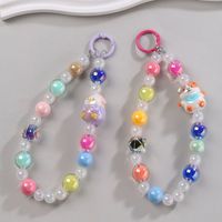 Dragonne de téléphone perlée à l'effigie de personnages de dessins animés Kawaii, breloque de sac en perles acryliques colorées, porte-clés pour la décoration de coque de téléphone