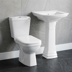 WC à deux pièces avec cuvette à chasse directe et lavabo demi-pied pour l'Afrique – Sanitaires indiens pour le Ghana - Product Image 6