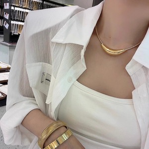 Full Body Titanium Steel Christian Geometric Bamboo High-End Curved Tube <strong>Choker</strong> Necklace Unisex <strong>Fashion</strong> Versatile Anniversary - Product Image 2
