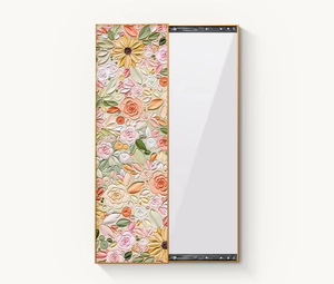 Modern Retro Flower Decorative Painting Sliding <b>Mirror</b> Full Length <b>Wall</b> Sticker Home <b>Mirror</b> - Product Image 1