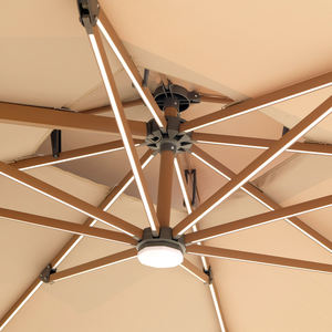 Foshan Factory Direct Outdoor Solar Powered LED Parasol con soporte de <span class=keywords><strong>madera</strong></span> para jardín Muestra gratis y precio bajo - Product Image 5
