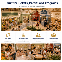 Proveedor de Parques Infantiles Interiores Modulares Grandes, Modelo Pueblo, Mercado, Panadería, Carretera, Estándar EN1176, Zona de Centro Comercial
