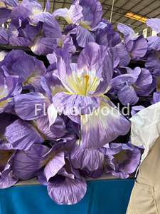 Flores decorativas hechas a mano de Organza de seda <span class=keywords><strong>Iris</strong></span> púrpura gigante personalizadas para Navidad boda fiesta telones de fondo evento foto Props - Product Image 4