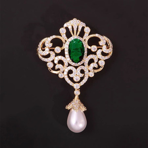 Broche de cuentas colgantes de cristal estilo palaciego <span class=keywords><strong>Vintage</strong></span> para mujer de gama alta nuevo Pin elegante de lujo LSBR8301 - Product Image 1