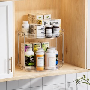 Chiaro 2 ° livello <span class=keywords><strong>Lazy</strong></span> <span class=keywords><strong>Susan</strong></span> giradischi organizzatore di spezie rotanti per cucina dispensa bagno vanità scaffali di stoccaggio - Product Image 4
