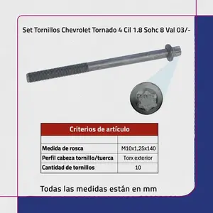 Juego de tornillos para Chevrolet Tornado 4 cilindros 1.8 SOHC 8 válvulas 03/-. - Product Image 2