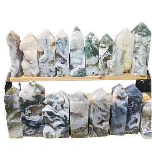 Obelisco de Ágata Musgosa Verde Natural al por Mayor, Geoda Druzy de Cuatro Lados, Varita de Cristal Curativo, Feng Shui, Meditación, Decoración del Hogar, Regalo - Product Image 6