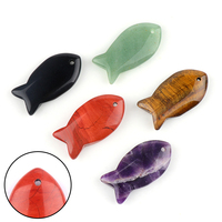 Décoration en Pierre Naturelle Sculptée en Forme de Poisson 20*38*7mm, Améthyste et Quartz Rose, Accessoires de Bijoux DIY, Vente Chaude