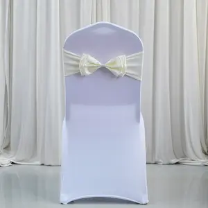 Wedding Decoration Chair Sashes Cover Spandex Satin Fabric Two Layered Bow Sashes Chair Tie Back