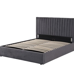 <span class=keywords><strong>Lit</strong></span> Queen Size en bois MDF moderne <span class=keywords><strong>de</strong></span> luxe <span class=keywords><strong>l</strong></span>éger, avec rangement pneumatique en velours, fabriqué en usine pour <span class=keywords><strong>le</strong></span> commerce extérieur 2026 - Product Image 3