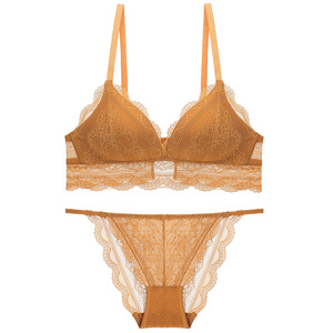 Conjunto de Lencería Inalámbrica de Encaje Suave para Mujer, Sujetador Triangular y Tanga, Conjunto de 2 Piezas, Ropa Interior Cómoda de Estilo Francés, OEM ODM - Product Image 1