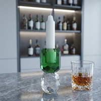 Support de bougie chauffe-plat à deux niveaux en cristal K9 facetté, vert, en cristal assemblé, poli haute brillance, fait main, modèle Jingxiao 112, pour table