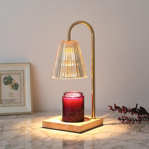 LED Night Light Desk <strong>Lamp</strong> <strong>Clear</strong> Glass Lampshade Candle Warmer Desk <strong>Lamp</strong> Wax Warmer Wood <strong>Base</strong> Marble Candle Warmer <strong>Table</strong> <strong>Lamp</strong> - Product Image 3