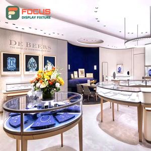 Vitrine de présentation de bijoux de luxe, moderne, en bois, verre et métal, avec éclairage LED, pour boutique haut de gamme, présentation intérieure - Product Image 3