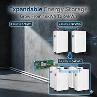 Batterie de stockage domestique 16 kWh 51,2 V LiFePO4 Hybride pour réseau 10-20 kW, sur pied avec roulettes, 8000 cycles, stock UE