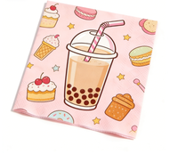 Serviettes jetables à thème dessert sucré, motif gâteau au thé au lait mignon, pour la décoration de table de boulangerie et de fête, parfaites pour les collations.