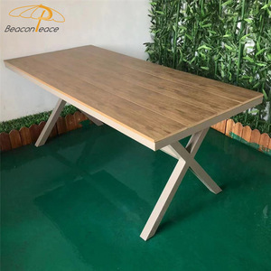 Table <span class=keywords><strong>de</strong></span> jardin extérieure imperméable, mobilier <span class=keywords><strong>de</strong></span> restaurant, patio, structure en aluminium, table à manger en bois <span class=keywords><strong>plastique</strong></span> - Product Image 2