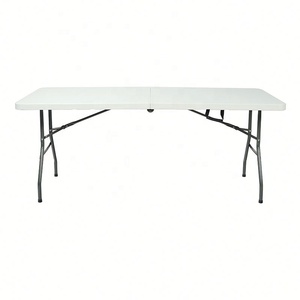 Table pliante portable 6 pieds, blanche, rectangulaire, en plastique, mobilier d'extérieur, pliable, banquet, restauration, camping, tables pliantes - Product Image 1