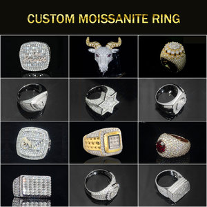 Personalizado Hip Hop Estilo Cubano Anel Pass <span class=keywords><strong>Tester</strong></span> Iced Out Diamante VVS 925 <span class=keywords><strong>Sliver</strong></span> Moissanite Jóias Finas Anel De Casamento Para O Homem Mulheres - Product Image 4