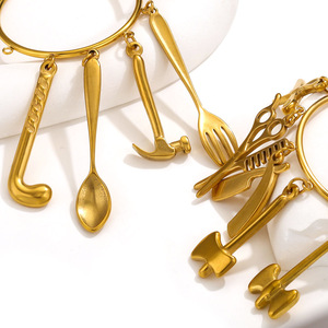 Pendentif breloque en acier inoxydable - Marteau, hache, couteau, ciseaux, ustensiles de cuisine pour la fabrication de bijoux DIY |   Imperméable et hypoallergénique - Product Image 3