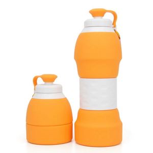 Bouteille d'eau en silicone pliable portable réutilisable avec logo privé promotionnel personnalisé pour le sport, la gym, le camping, la randonnée - Product Image 2
