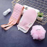 Ensemble de 3 serviettes de bain exfoliantes pour le nettoyage de la peau, ceinture de gommage pour le dos et gant de douche doux, outil de bain exfoliant