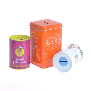 Round metal money coin bank tin piggy bank saving box