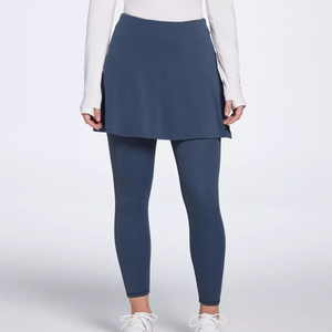 Logo personnalisé jupe de tennis pour femmes Active Sport jupe courte avec legging décontracté une ligne marine extensible confortable course golf mini jupe - Product Image 1