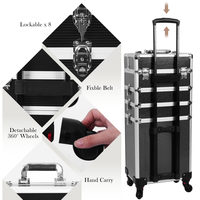 Organisateur de vernis à ongles professionnel 4 en 1 grande capacité, style luxueux, valise à roulettes pour maquillage, personnalisation du logo