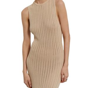 Vestido Midi de Punto Sólido Sexy y Ajustado con Huecos, Novedad de Otoño, Personalizado al por Mayor, para Vacaciones en la Playa - Product Image 3