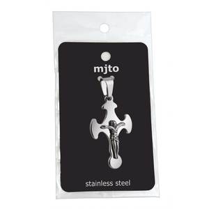 Colgante de Cruz de Acero Mediano de 27x44mm, Abalorios de Joyería Fina - Product Image 2