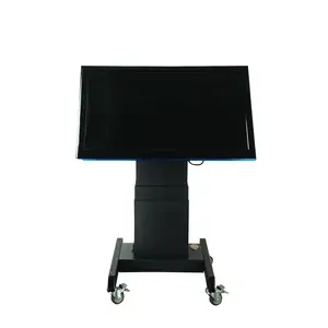 Easy movement motorized TV stand touch screen trolley holds touch table screen up to 120kgs 90 degrees tilt horizontal position