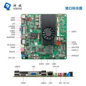 Carte mère industrielle Yentek Mini-ITX I5 3317U HM67 DDR4 monocanal avec 6 ports COM et double HDMI - Product Image 2