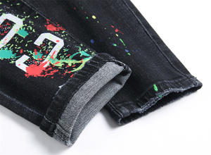 Molatura bianca, stampa e tintura, Slim Fit, piedi elastici neri <span class=keywords><strong>Jeans</strong></span> da <span class=keywords><strong>uomo</strong></span> - Product Image 6