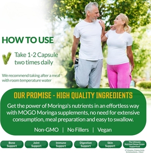 Capsules de Moringa en marque privée, extrait pur de feuilles de Moringa biologique, soutien énergétique, métabolisme et immunité, 180 gélules. 500 mg par portion - Product Image 4