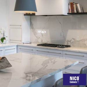 Nicocabinet Canada Edmonton Độc Đáo Đá Cẩm Thạch Nhân Tạo Ván Ép Acrylic Ấm Tủ Bếp Màu Trắng Bộ - Product Image 3