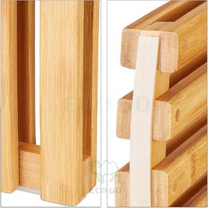 Tabouret d'armoire en bambou, élégant tabouret en bois au design scandinave pour armoire tabouret d'armoire multi-usages - Product Image 5