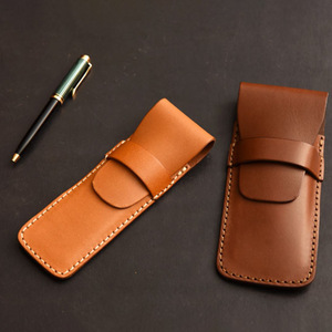 Minimalist style pen storage bag, solid color leather <b>makeup</b> <b>brush</b> storage bag, student pencil <b>case</b> - Product Image 1