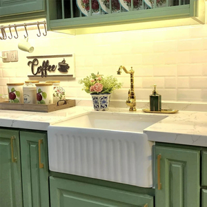 <span class=keywords><strong>Lavello</strong></span> da <span class=keywords><strong>cucina</strong></span> in ceramica stile rustico americano, a vasca singola, con frontale a grembiule, semi-incassato, profondo, per uso domestico - Product Image 1
