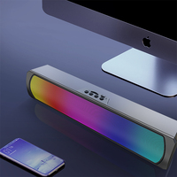 Haut-parleurs d'ordinateur avec lumière Rgb Barre de son d'ordinateur filaire Mini haut-parleurs de barre de son stéréo alimentés par Usb pour Pc Tablettes Ordinateur portable