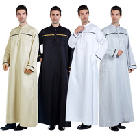 R-11 Vente en gros Abaya Vêtements Islamiques Dubaï Ample Manches Longues Confortable Qualité Arabie Saoudite Hommes Musulmans Thobe Robe