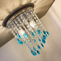 Lustre suspendu en cristal doré pour la décoration de la maison, luminaire intérieur à montage en surface avec ampoule remplaçable